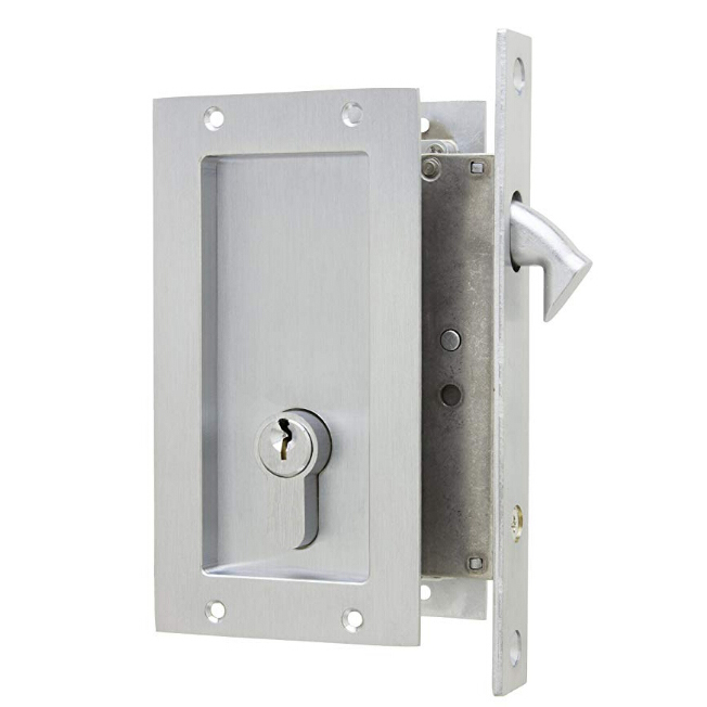 SSS Stainless Steel 304 square Diy Sliding Door Lock with Key euro profile sliding door lock （SDL-041）