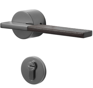 Door Hardware Architectural Hardware Black Leather Zinc Alloy Lever Handle