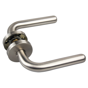 304 stainless steel black finish color round tube lever door handles lock set with cylinder/key/WC round escutcheon